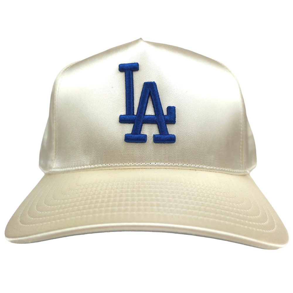 LA Dodgers Mitchell & Ness MLB Snapback Hat Cap 3D Logo Cream Satin Fabric New